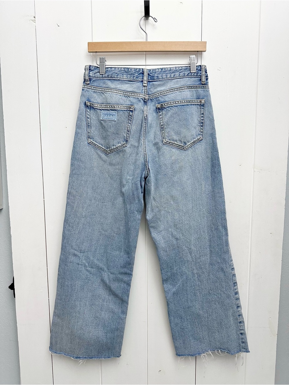 GANNI Izey Relaxed Fit Straight Leg Jeans In Light Vintage Blue Size 27 - Picture 10 of 14